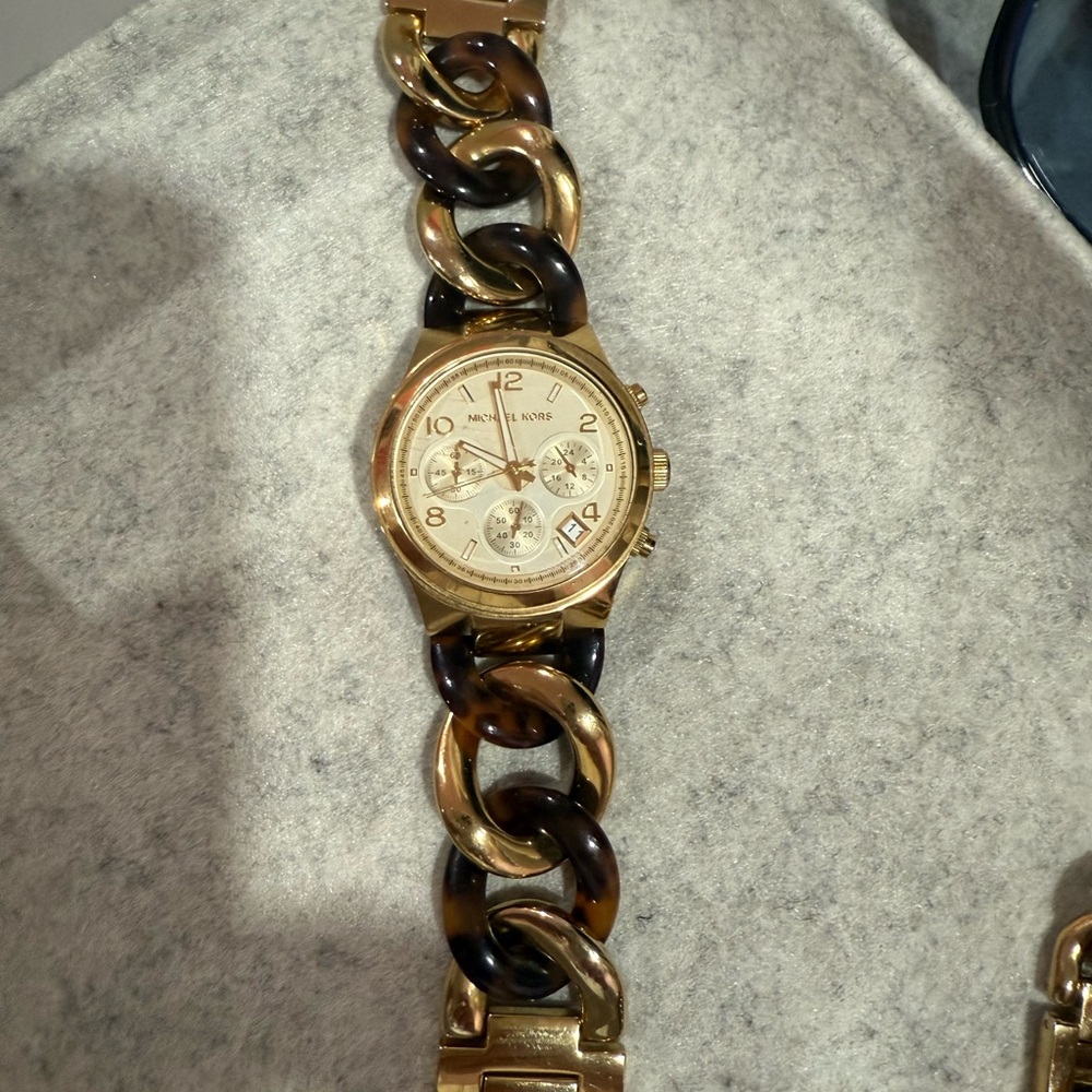 Michael Kors Gold and Tortoise Chain Watch